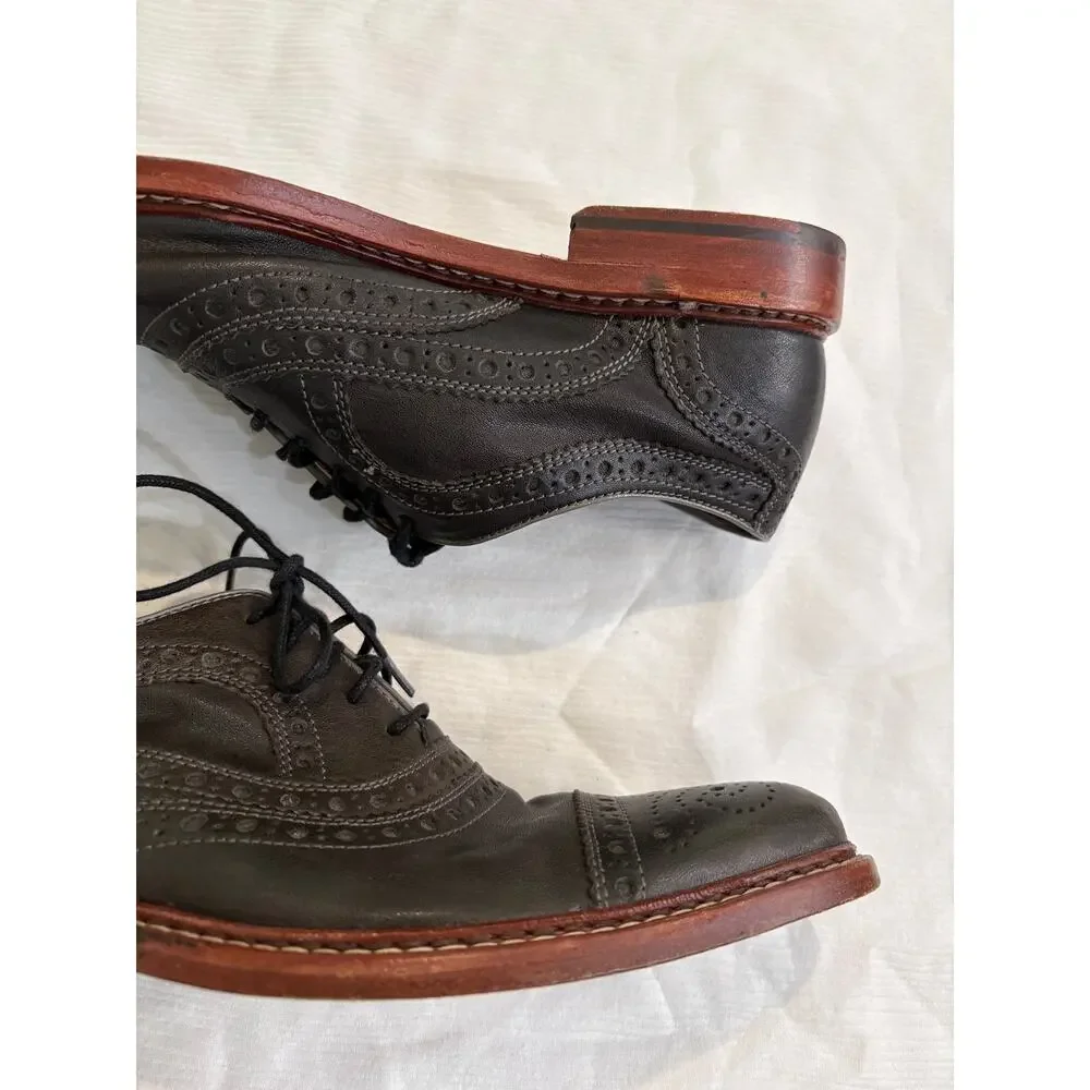 Johnston & Murphy 1850 Cap Toe Brogue Oxfords Men's 8 M Dark Gray Leather